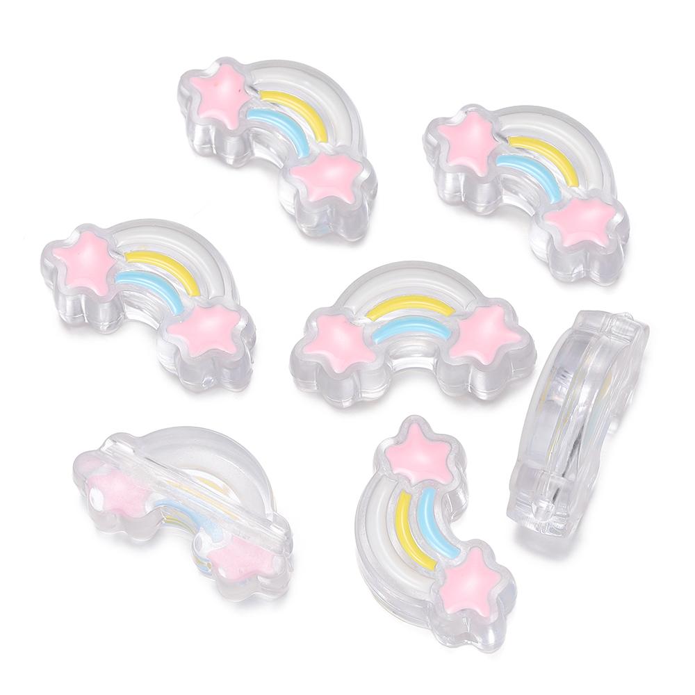 5Pcs/Lot Acrylic Dripping Oil Rainbow Beads Loose Spacer Beads for Jewelry Making Handmade DIY Bracelet Necklace Accessory