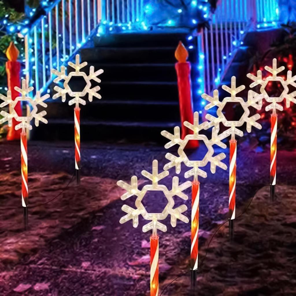 Solar Pathway Lights 5Pcs/set Ground-mounted Christmas Solar Snowflake Lights LED Stake Lamp For Walkway Garden Festival