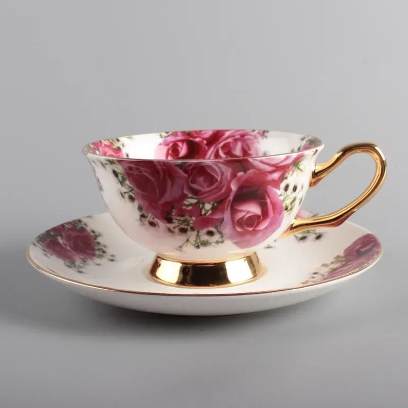 Coffee Cup Saucer High-end Exquisite Nordic Home British Pastoral Fashion Afternoon Tea High Bone China Ceramic Cup Red Tea Cups
