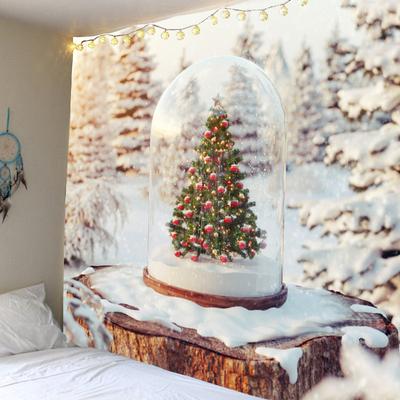 Merry Christmas Christmas Tree Decoration Fireplace Print Pattern Tapestry Home Living Room Bedroom Decoration Hanging Tapestry