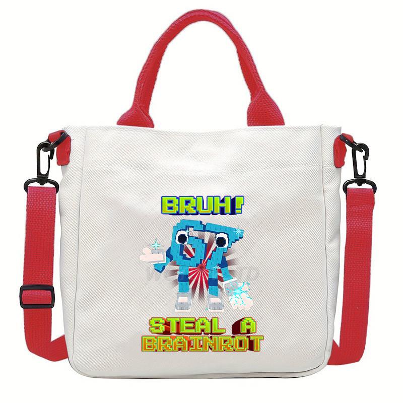 Steal a Brainrot 67 Printed Student Crossbody Bag Casual Canvas Shoulder Bags