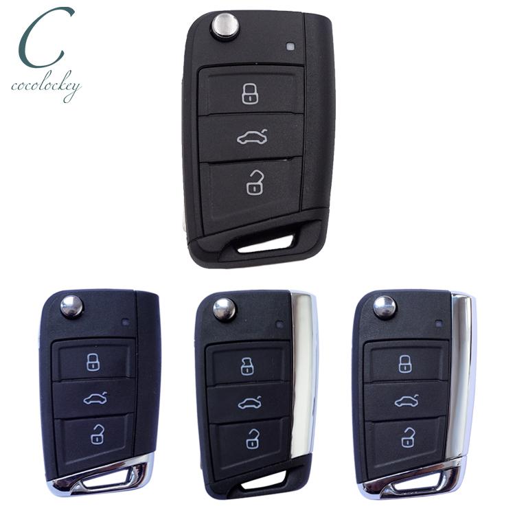 Cocolockey 3 Tasten Klappschlüssel Gehäuse Für Skoda Octavia A7 Für Vw Golf 7 Mk7 Für Seat Leon Passat Beetle Polo Bora