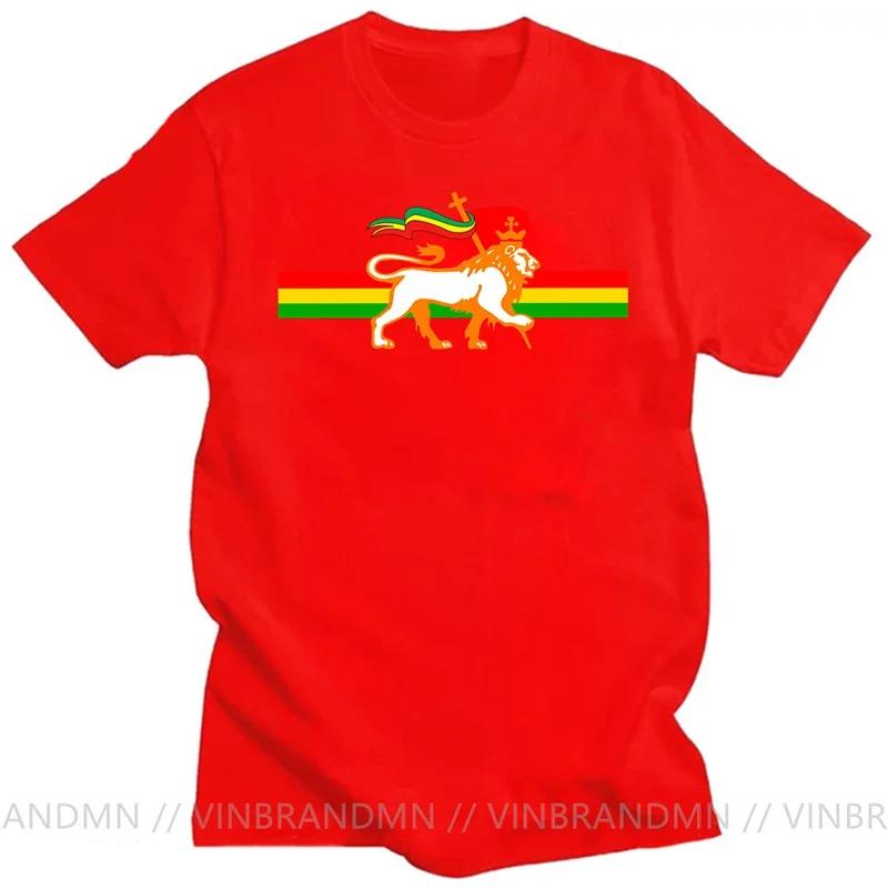 Novelty Red Yellow Green Stripes Rasta Lion Of Judah T Shirt Unisex Rastafarian Reggae Ethiopian Lion Flag Tshirt Jamaica Clothing
