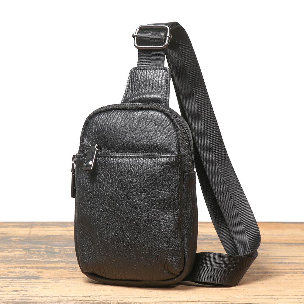 Leather Shoulder Bag, New Top Layer Cowhide Crossbody Bag, Casual Chest Bag, Men's Portable Multifunctional Bag
