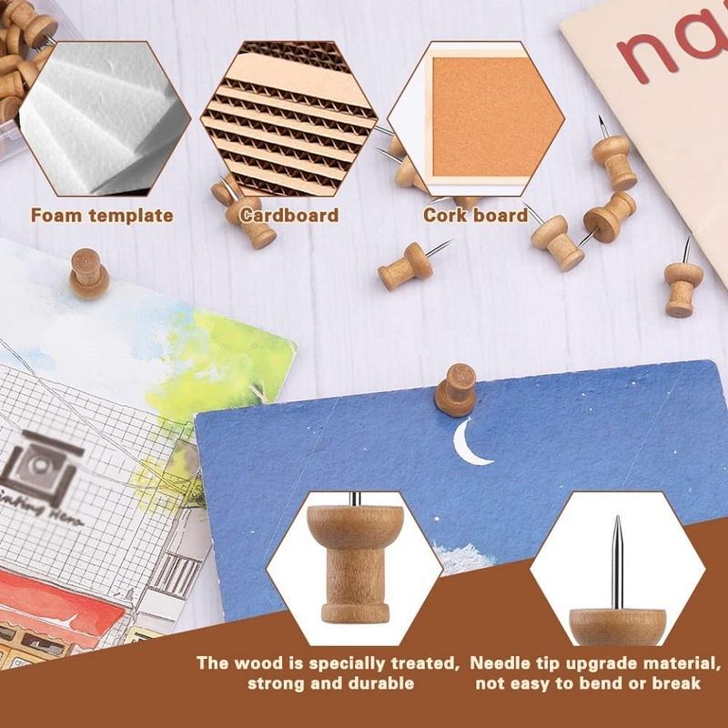 Wooden Pushpin with Storage Box Decorative Pushpin Wooden Pushpin Is Used for Decoration of Billboard Process Items
