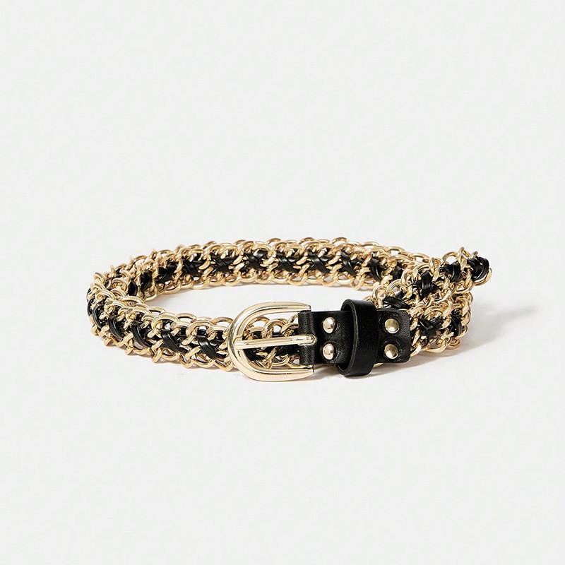 Elegant Waist Women Chain Fashion Accessory With Chain Link And Weaving Metal