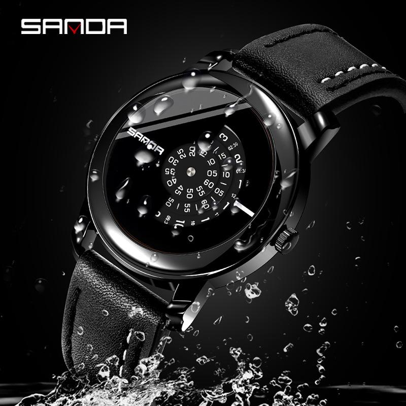Sanda Men's Waterproof Quartz Watch - Fashionable Korean Style Trendy Student Wristwatch