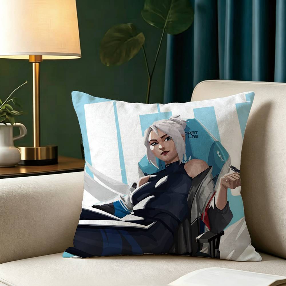 Game Valorants Jeff Pillow Case Square Double-Sided Sofa Cushion Cover Bedroom Bedside Pillow