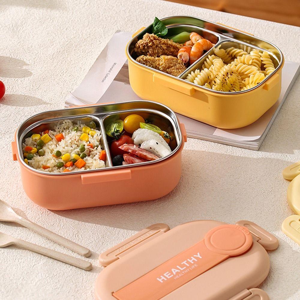 Stainless Steel Divides Food Container 3/4 Grids Food Storage Crisper Insulation Lunch Box  Outdoor