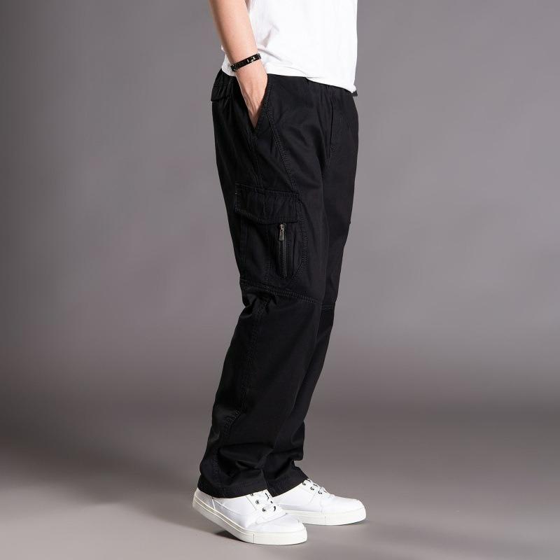 Men's Pants Loose Large Size Straight-leg Pants Men's Pants Autumn and Winter Pure Cotton Tooling Casual Long Pants