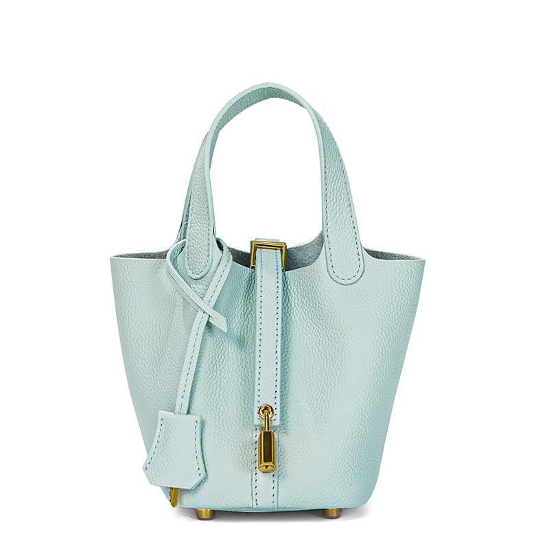 Women's High-Quality Genuine Leather Bucket Bag - Exquisite Cowhide Handbag