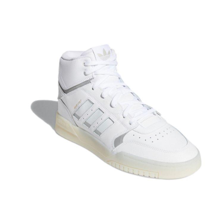 Adidas Originals Drop Step Synthetic Leather Durable Breathable Mid-Top Sneakers Unisex Sneakers White EF7140