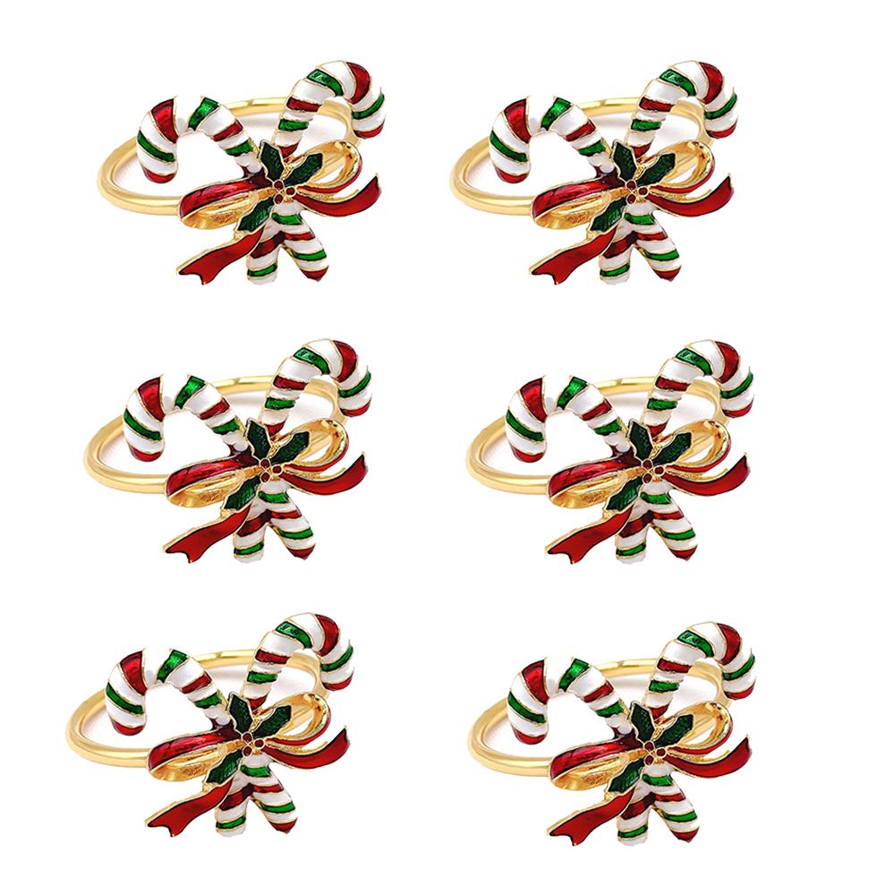 6PCs Christmas Napkin Rings Set Elk Bells Santa Xmas Tree Napkin Buckle 2026 Xmas Table Decoration 2026 New Year Home Decors