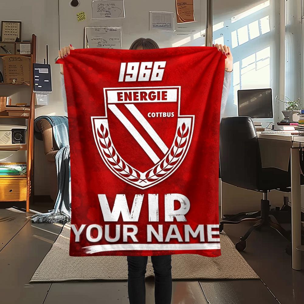 1 Stück Benutzerdefinierter Name Energie Cottbus Gemustert Flanelldecke Geeignet für Alle Jahreszeiten für Heimdekoration Wärme und Komfort Geschenke Feiertagsgeschenk_xia