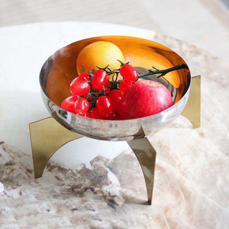 Metal Footed Bowl Modern Living Room Fruit Plate Restaurant Desktop Storage Tray Simple Home Organize Round Decorative Bowl