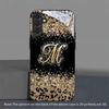 Funkelnde Leopardenmuster-Buchstaben-M-Glas-Handyhülle geeignet für Samsung Galaxy S26 S25 S24 S22 S21 S20 FE Ultra Plus sturzsicher