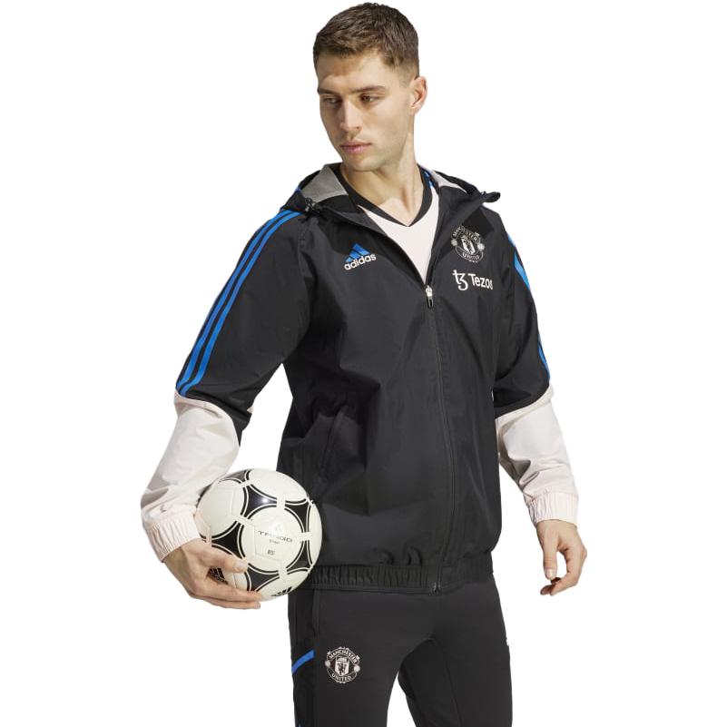 adidas Felpa Casual con Cappuccio a Manica Lunga Serie Calcio Manchester United Condivo 22 Uomo Felpa Nera HT4288
