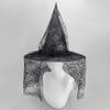 Cool Witch Hat Veil Tulle for Women Men Teenagers for Halloween Party Cobweb Sheer Retro Wizard Cosplay