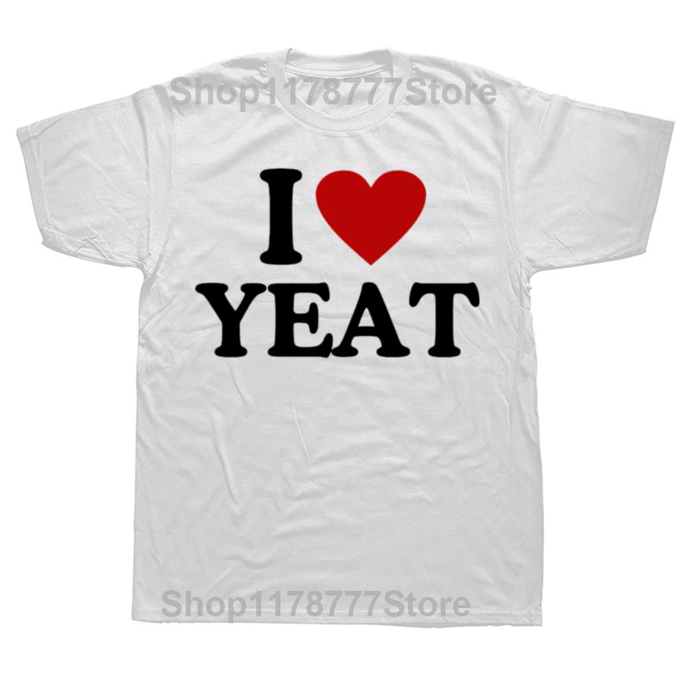 Koszulka z nadrukiem graficznym I Love Yeat Męska Damska Hip Hop Zabawna Rapowa Memowa Koszulka Krótki Rękaw Letnia Męska Casualowa Oversize Koszulka