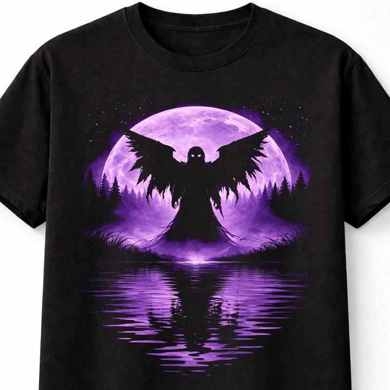 Angel Purple Moon Gothic Fantasy Horror Graphic Unisex TShirt