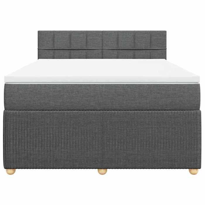 Maison Exclusive - Sommier à lattes de lit avec matelas Gris foncé 140x190cm Tissu