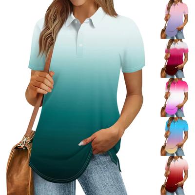 Women's Fashion Casual Lapel Short Sleeve Printed Shirt Women's Button Up Tops