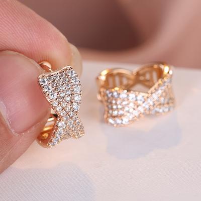 1 Pair Golden Color White Stone Cross Earrings Drop Dangle Hook Earrings Wedding Jewelry Gifts