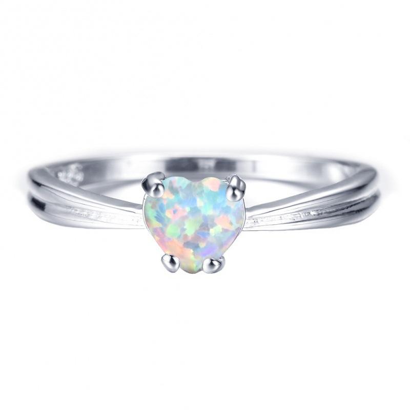 Korean style S white gold mm white purple blue heart shape simple women s ring no. 6