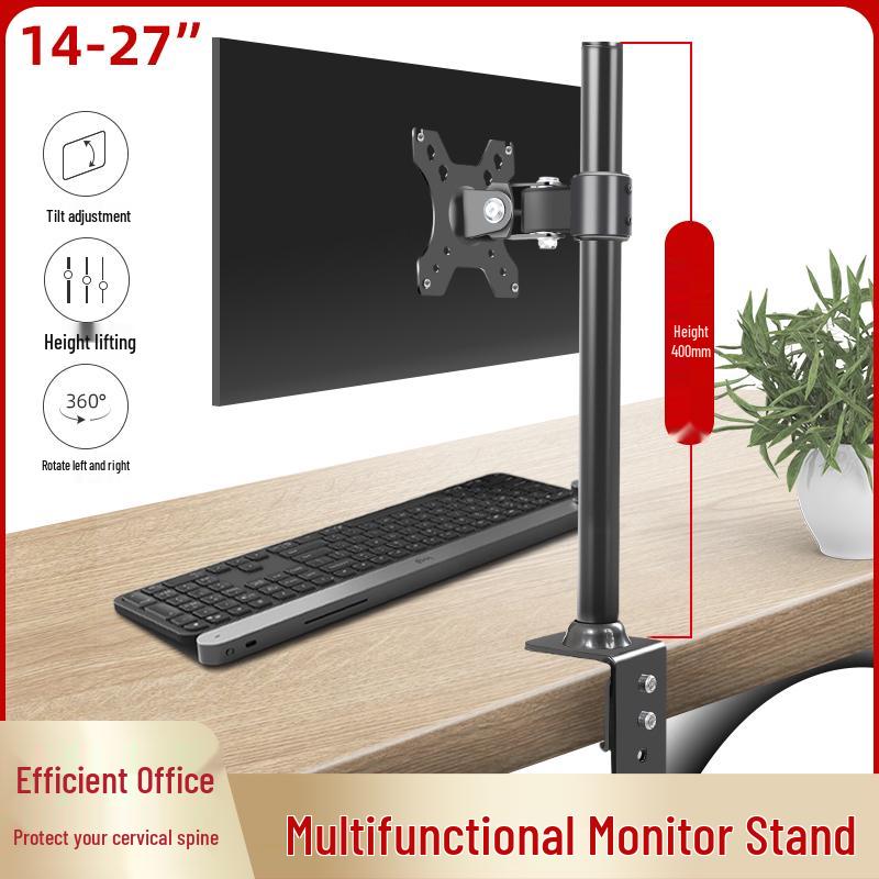 Universal Adjustable LCD Monitor Stand with Telescopic and Rotating Screen Desk Clamp Includes Black Extension Arm