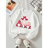 Valentine's Day Fashion Girls' Polyester Long-Sleeve Crewneck SweatshirtLove Gnomes Hearts Valentine Soft, Comfortable, Warm