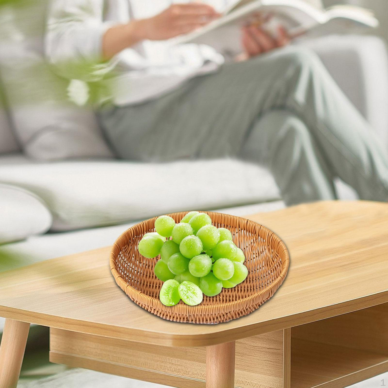 

Ручная плетеная корзина для хранения, сервировочный поднос, кухонная компактная круглая миска для яиц, фруктов S