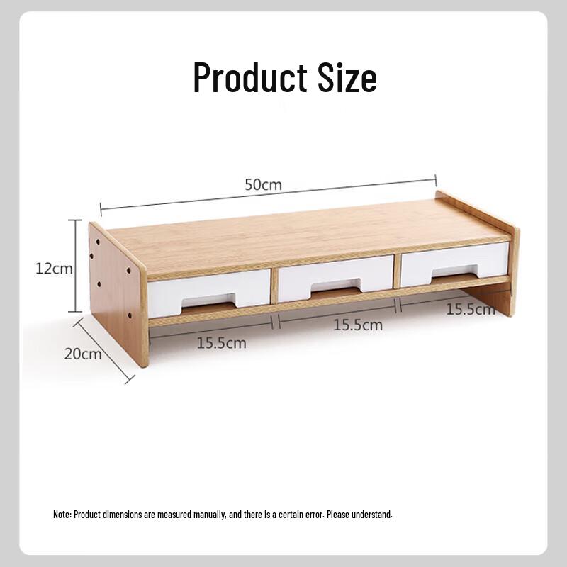 Beifang Bamboo Monitor Riser with 3 Storage Drawers
