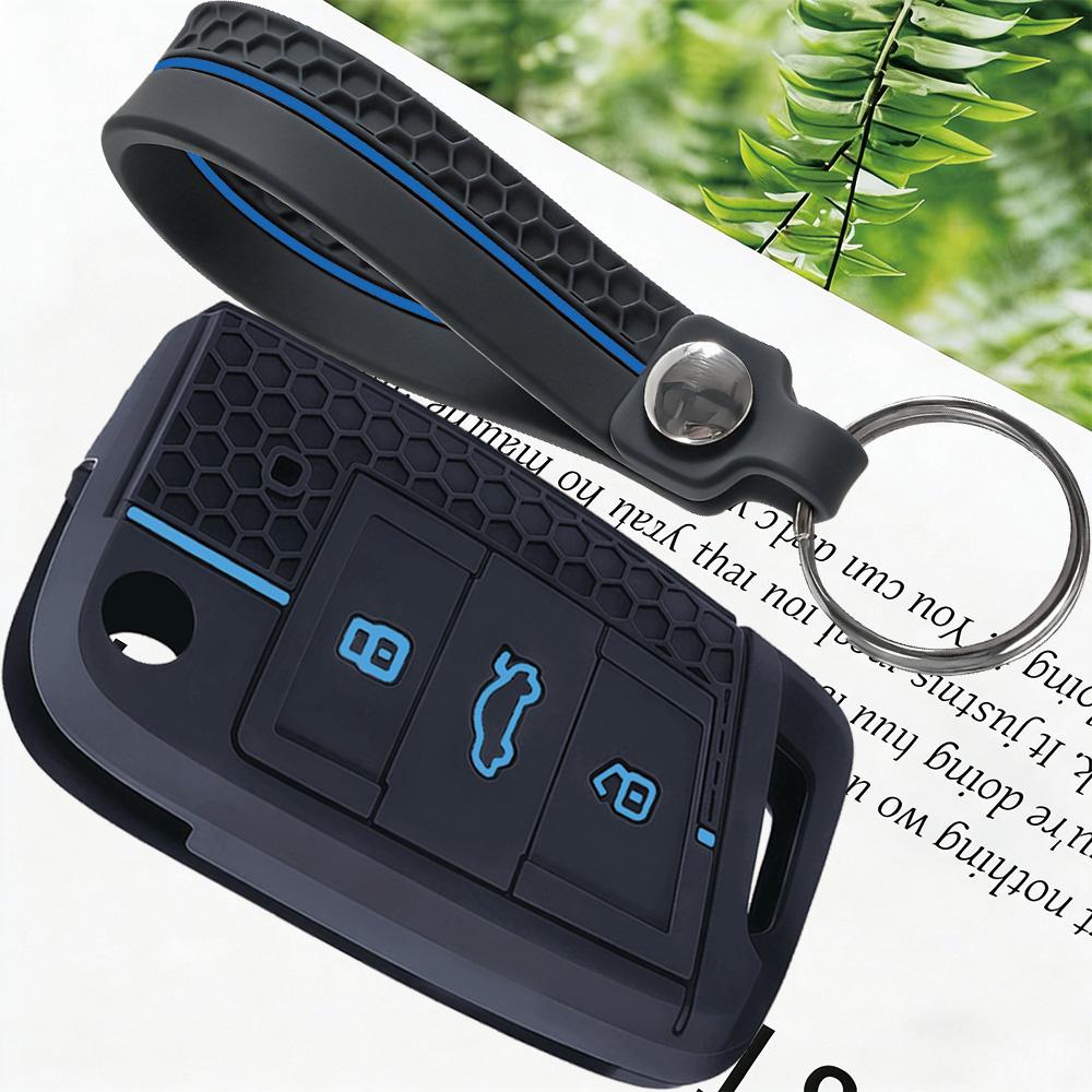 

Car Key Case Cover Keychain For VW Golf GTI POLO Touran Tiguan for Skoda Octavia Kodiaq Fabia for Seat Ibiza Leon Ateca Arona синий