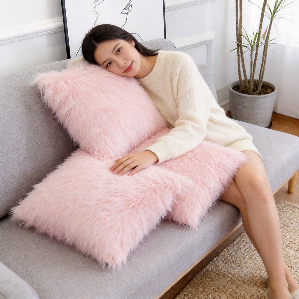 Modern Minimalist Plush Pillow Cover With Velvet Fabric For Living Room Decor