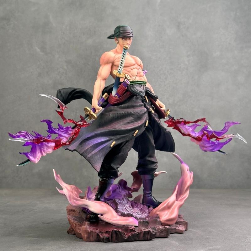 28cm Anime One Piece Roronoa Zoro Model Manga One Piece Action Figure with Two Heads Figurine Peripheral Collection GK Statue