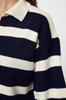 Women's Fashion Stylish Sweater Cream Polo Neck Basic Striped Knitwear Sweater