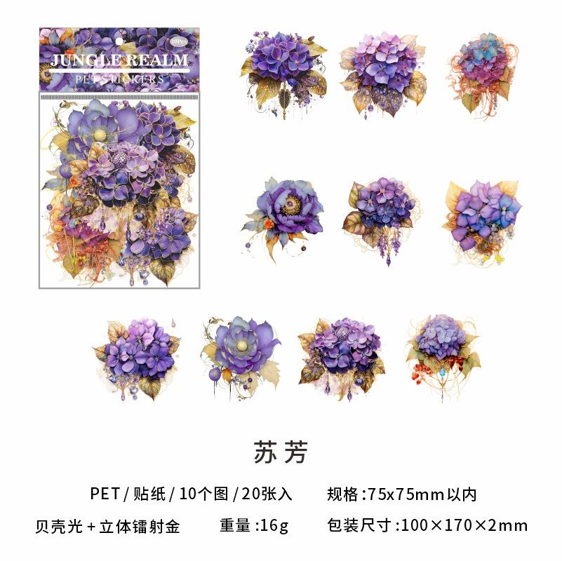 Pearlescent Floral Stickers - 20pcs Shell Glow Flower Decals for Journal & Craft Decor (Iridescent Effect)