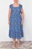 Women's Style Plus Size Navy Blue A-Line Midi Ruffled Floral Patterned Woven Dress