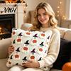 Soft Short Plush Fabric Halloween Ghost Cushion Cover, Throw Pillow Case, 18x18 Inches Pumpkin Holiday Gift for Home Bat Cover Sofa Couch Bed