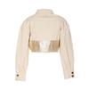 Pinko Metallic Patchwork Short Casual Denim Jacket Women Jackets Beige 102944A1MR-CH7