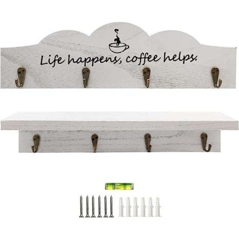 2 Pcs /Set Coffee Cup Holder Kitchen Wall Decor for Farmhouse Decorations Coffee Station Office Decor Mug Organizer Mug Display