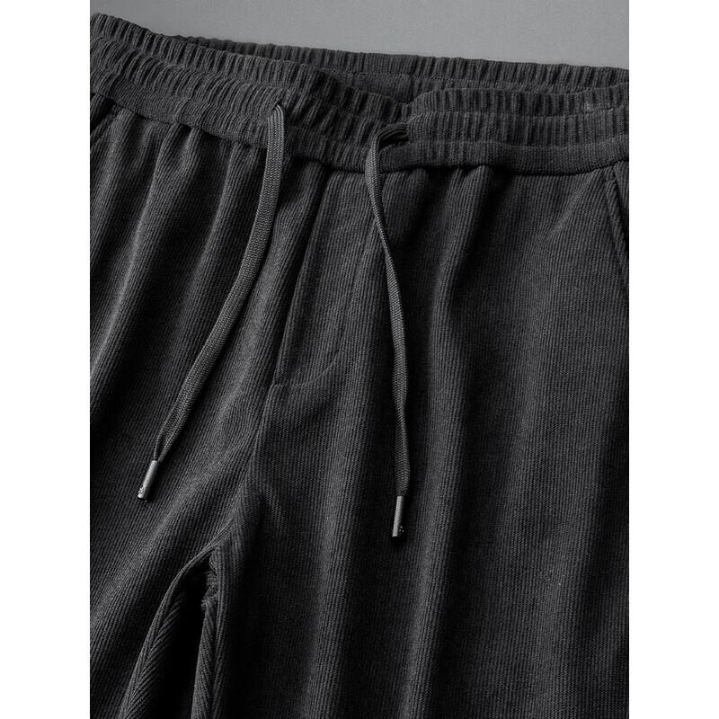 ROMON Men's Fleece-Lined Corduroy Straight-Fit Casual Pants