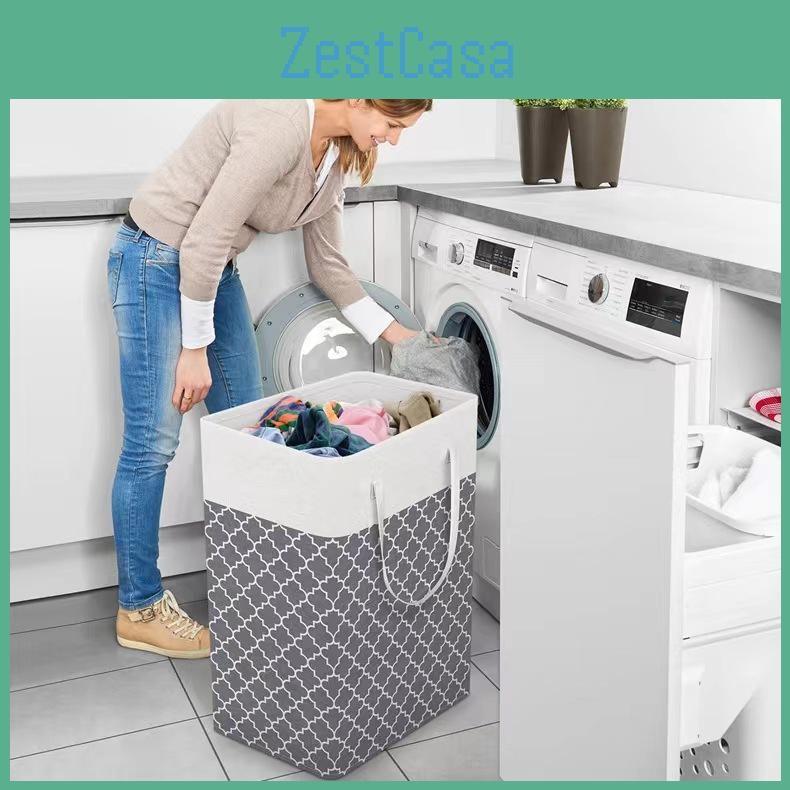 Bag 75l Storage Collapsible Tall Clothes Basket Canvas Material Capacity Large