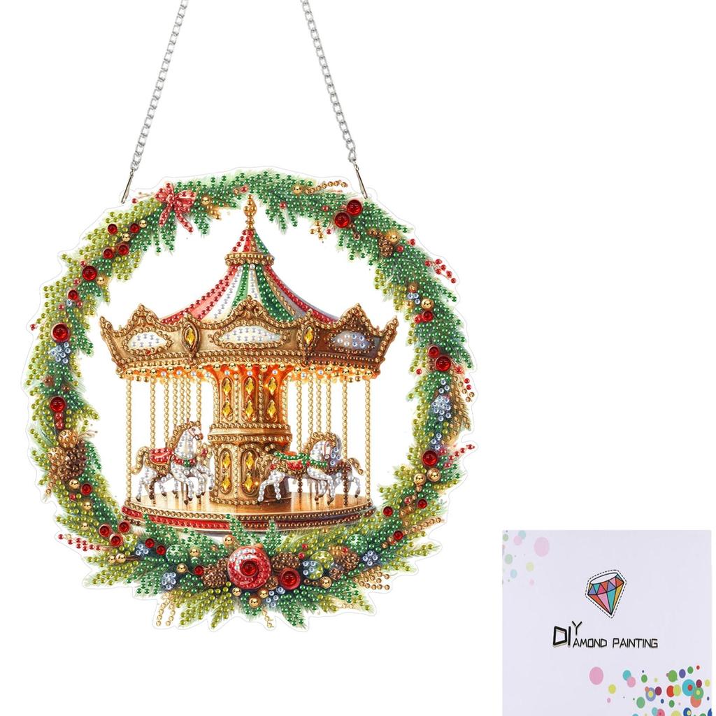 Christmas DIY 2D Flat Acrylic Special Shaped Hanging Diamond Art Kits Diamond Art Pendant for Window Home Garden Wall Door Decor
