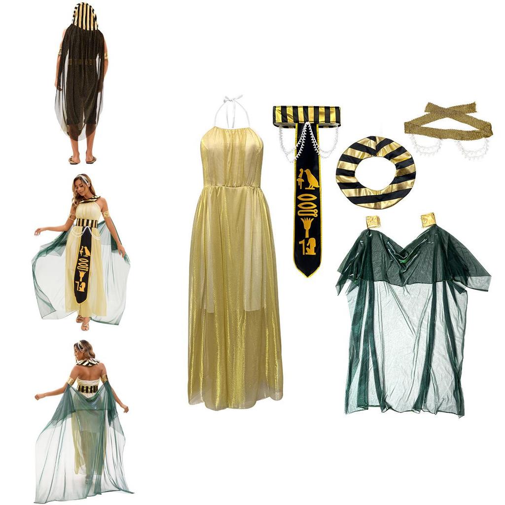 Egyptian Pharaoh Cleopatra Cosplay Costume With Polyester Fabric For Adults
