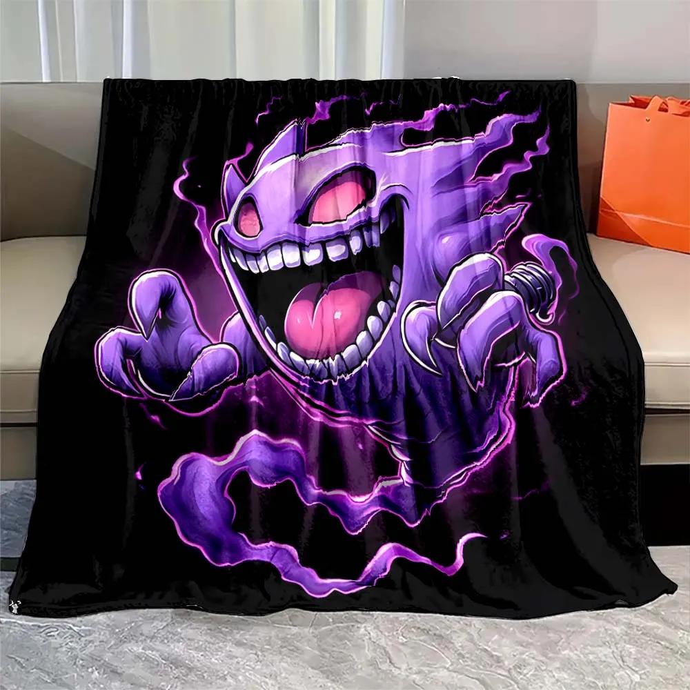 Japanese Games Pokemon Gengar Cartoon Blanket Warm Soft Flannel Material Suitable for Home Sofa Travel Camping RV Luxury Gift