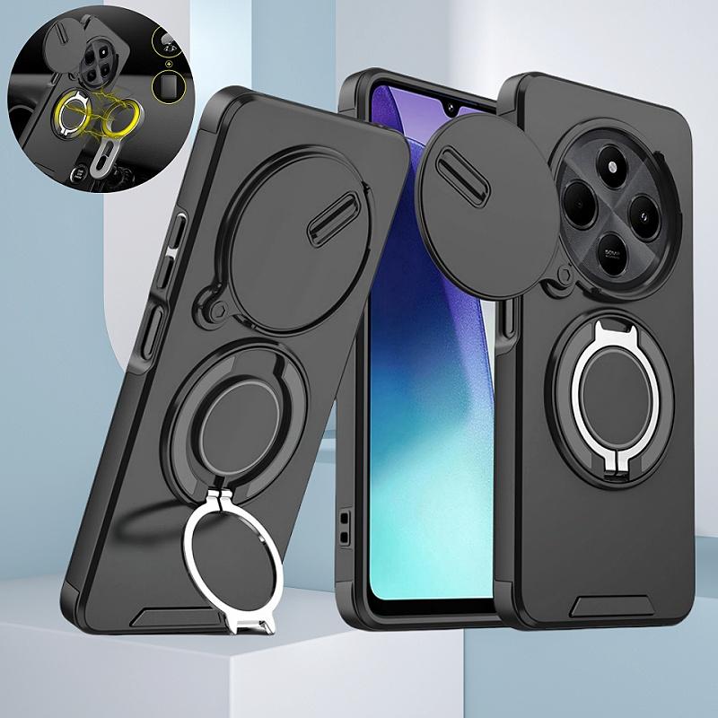 For Xiaomi Redmi 14C 4G Case Slide Camera Lens Protector Armor Funda For Redmy 14C 14 C Redmi14C Magnetic Holder Ring Back Cover