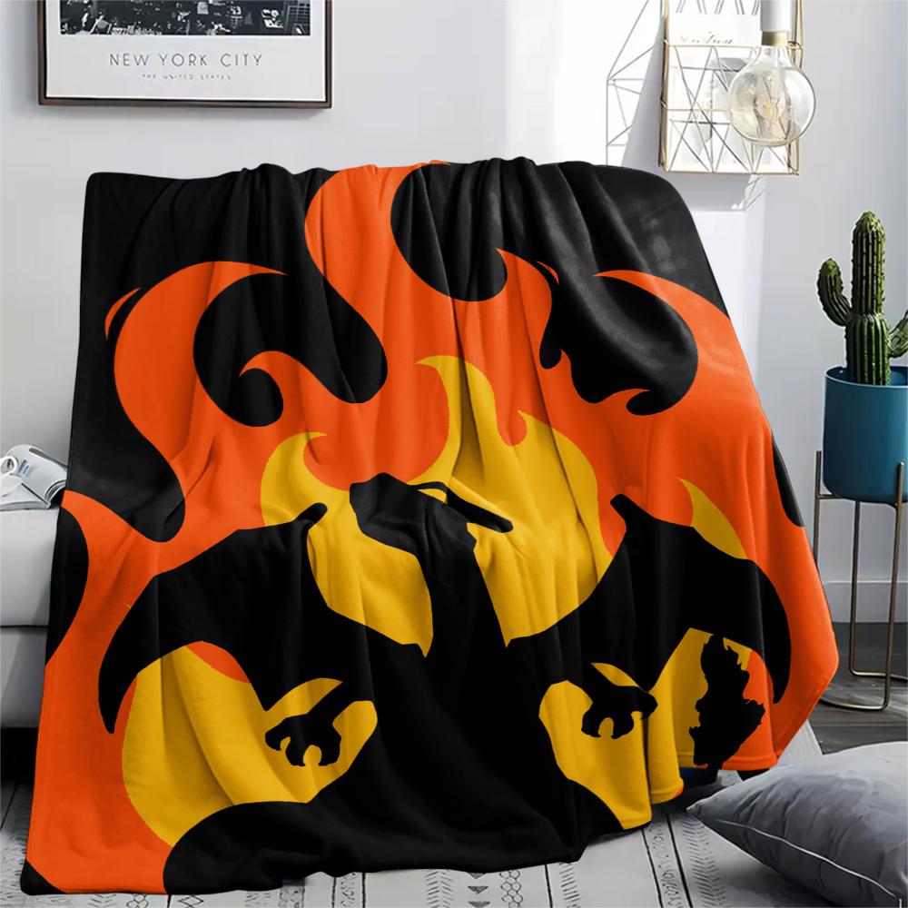Charmander pattern Flannel Blanket, High quality Comfortable for All Seasons, Home Decor, Warmth and Comfort, Perfect for Gifts.