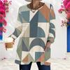 Women Plus Size Round Neck Long Sleeve Floral Plaid Printed Loose T Shirt With Pockets