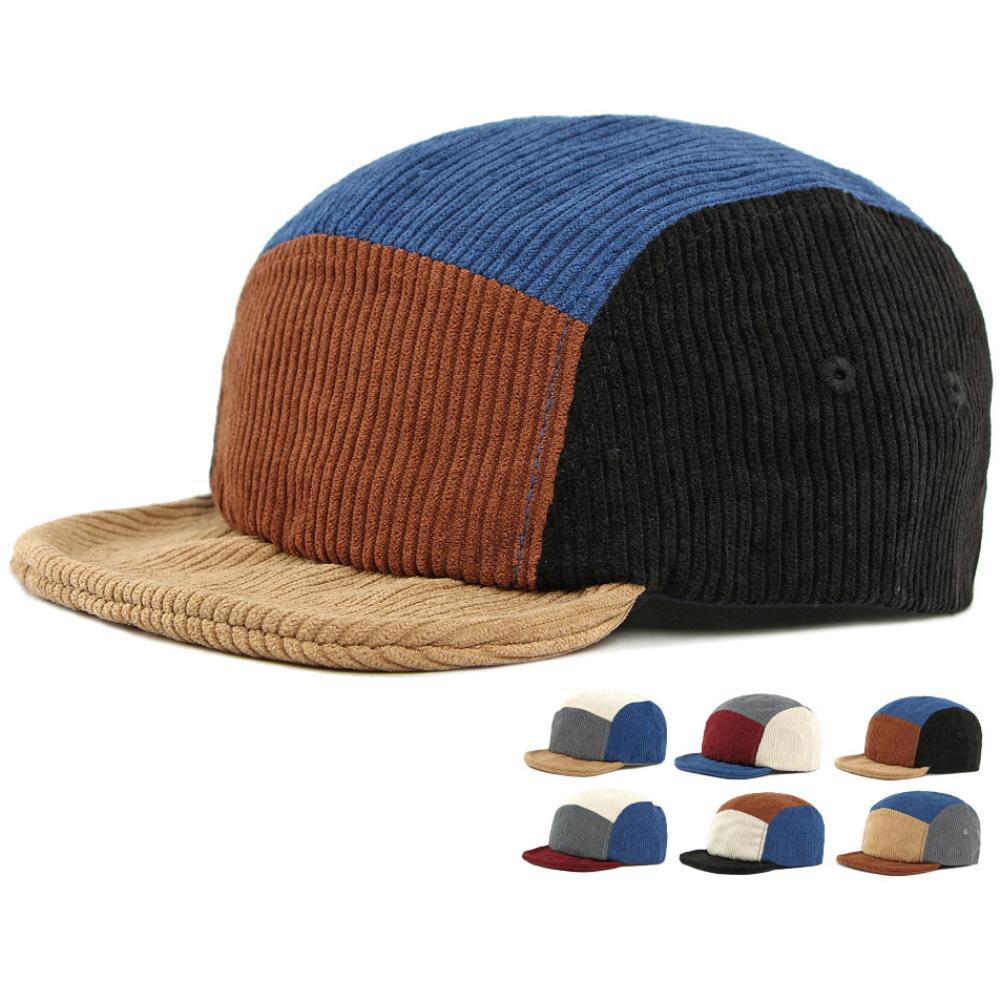 HT5005 Baseball Cap Patchwork Autumn Winter Cap Men Women Short Brim Corduroy Baseball Hat Male Female Adjustable Snapback Cap